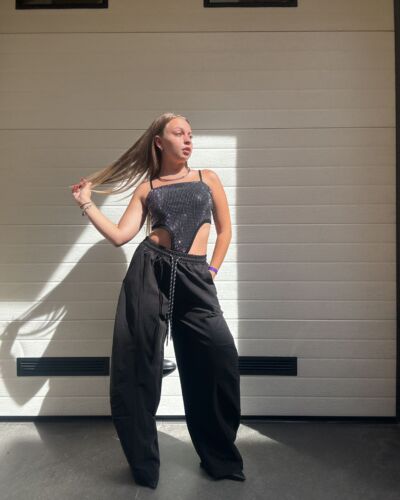 pantalone ballon scamosciato