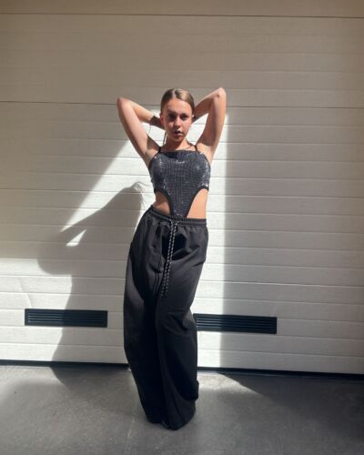 pantalone ballon scamosciato